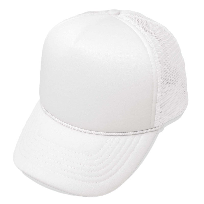 DALIX Plain Trucker Hat Mesh Cap in White - Image 1